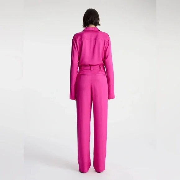 New! A.L.C. Flynn High-Waisted Pleated Trousers 💕 size 0 NWT! Disco Pink 🪩 - Picture 3 of 13